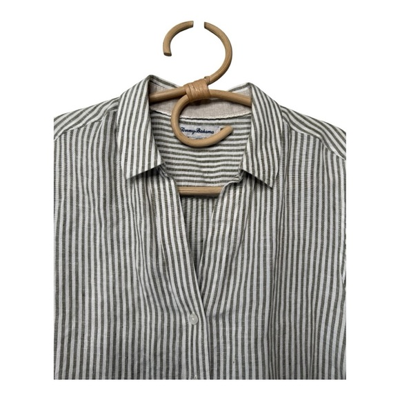 Tommy Bahama Yacht Me Knot Linen Blend Tea Leaf Olive White Button Down  SZ XS - Picture 5 of 13
